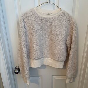 Garage Sherpa Cropped Crewneck Pullover Off White Women’s Medium